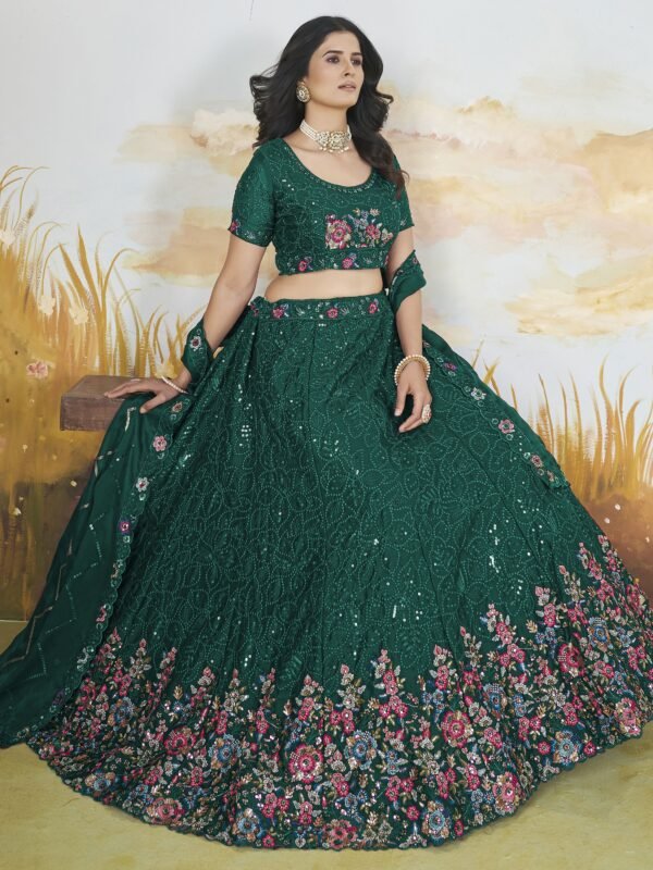 Bewitching Black Sequins Chinon?Reception Wear Lehenga Choli - Image 2
