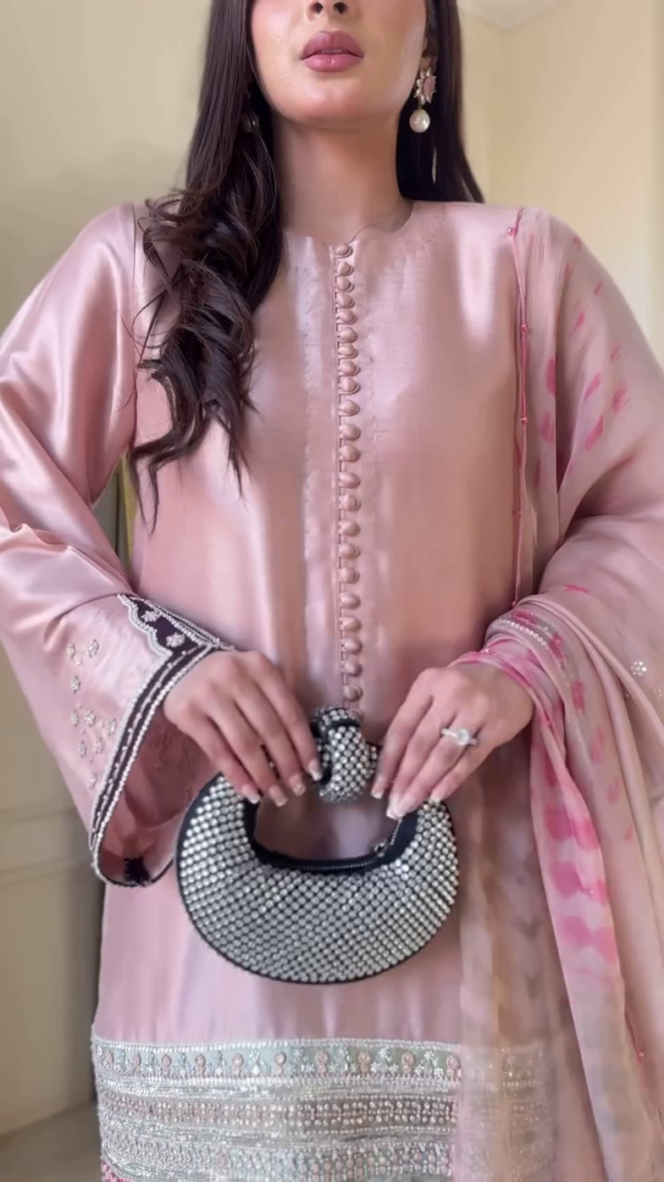 Ethnic Motifs Embroidered Beads & Stones Pure Silk Kurta with Trousers & Dupatta